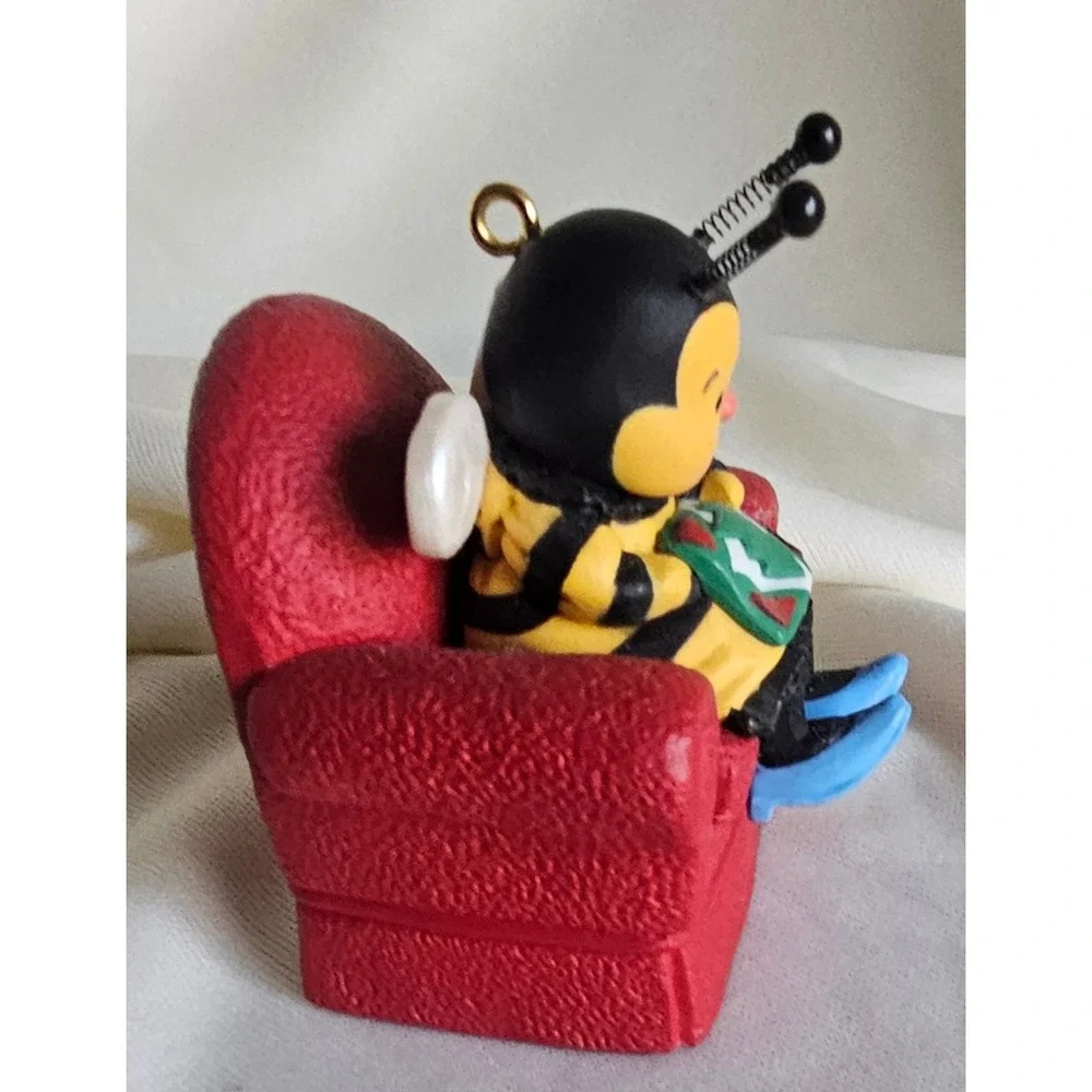Hallmark Keepsake 1996 Nina Aube Bumble Bee Quilting in Red Chair Ornament
